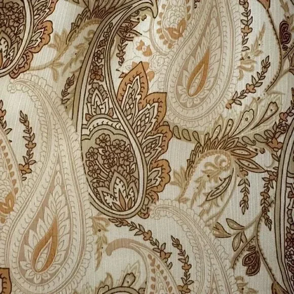 Joie PAISLEY PRINTED RETRO BLOUSE Linen IN BROWN Cream SZ L #1955 - Picture 8 of 11